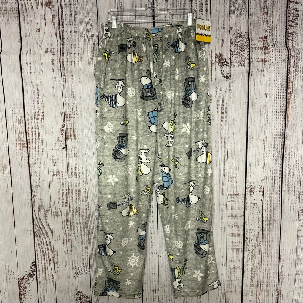 NWT Mens Fleece Peanuts Snoopy Puffer Jacket PJ Pants